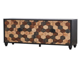 Distressed Storage Cabinet with Honeycomb Pattern, Modern Accent Cabinet with Doors for Entryway W3040P382292
