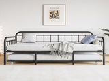 Twin Size Metal Daybed Frame with Trundle, Heavy Duty Steel Slat Support Sofa Bed Platform with W840103518