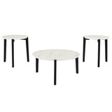 ZUN Living Room Coffee Table: Modern and stylish 24 inch round small coffee table, imitation marble W1781P178692