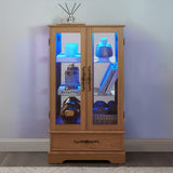 Lighted Glass Curio Display Cabinet with Adjustable Shelves - 2 Doors, 1 Drawer, LEDs, Elegant W1758P290020
