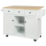 Kitchen Cart with Rubber wood Drop-Leaf Countertop ,Cabinet door internal storage racks,Kitchen 57726272