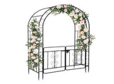 134.5*58.5*213cm Arc Roof Double Layer With Door Wrought Iron Iron Arch Courtyard Black 03609529