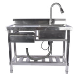 Stainless Steel Kitchen Sink Commercial Freestanding Utility Sink with Drawer and Pull-Out Faucet 58089509