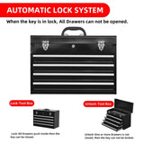 ZUN Metal Tool Box with 4 Drawers Portable Steel Tool Chest with Metal Cylinder Lock and Latch Closure, W3037P241994