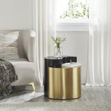 ZUN Ying Yang Modern & Contemporary Style 2PC End Table Made with Iron Sheet Frame in Black & Gold B009140742