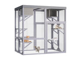 Outdoor Wooden Catio Multi-functional Cat Enclosure, 4 Platforms & 2 Napping Houses, 2 Strong Locks, W3166P476669