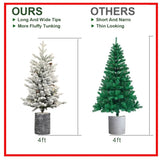 4.5FT Flocked Christmas Tree Pot Base, 150 Warm White LED Lights, 720 Tips, PEPVC Branches T3637P343839