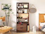 Night Stand with Bookshelf, Night Stand with 2 Storage Drawers for Bedroom 34726081