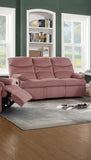 Luxurious Velvet Blush Pink Color 3-Seater Manual Recliner Sofa Couch Manual Motion Plush Armrest B011P163888