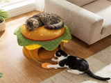 Cheeseburger Theme Cat Nest , Cute Burger Shape with Fried Chicken Plush Toy, No 89390808