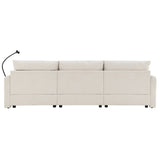 96.5'' Chenille Sectional Sofa with Storage Ottoman and Pockets,Adjustable Phone Holder,Wide,4 36397100