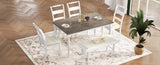 ZUN 6-peice Dining Set with Turned Legs, Kitchen Table Set with Upholstered Dining Chairs and 67870408