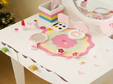 Kids Vanity Table and Chair Set with 7pcs Pretend Play Makeup Toys, Girls Vanity with Mirror & 04076145