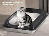 Black XL 10 Stainless steel cat litter box, made of thickened material to prevent scratching and 84102927