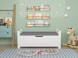 Kids Toy Box Chest, White Toy Box for Boys Girls, Large Storage Cabinet with Cushion Seat 23676979