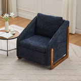 057-Set of 1 Chenille Fabric Modern Upholstered Armchair with Wooden Side Frame , Accent Leisure W527P239829