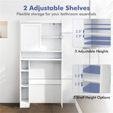 Over-The-Toilet Storage Cabinet - 1 Top Shelf 2 Enclosed Cabinets Toilet Paper Holder, 32048221