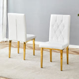 2 piece set of white armless dining chairs brings a touch of elegance and mystery to the dining area W1151132001