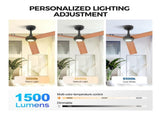 52 inch Modern Ceiling Fan with Lights,Remote Control, 3 Plywood Blades,6-Speed,Dimmable, Noiseless 64182161