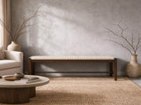 40 Inch Dining Bench, Solid Rubber Wood Frame with Hand-Woven Paper Rope 93350034