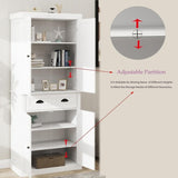 ZUN 71" Kitchen Pantry Storage Cabinet , with 4 Doors, Drawer, 2 Adjustable Shelves, Cupboard for Dining 63211497