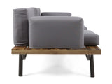 Outdoor Acacia Wood 2 Seater Sofa with Metal Legs for Garden Patio 62255.00TFNH