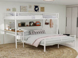 Sturdy Metal Twin Over Full Bunk Bed Frame with Practical Ladder & Storage Shelf, Modern W1935P463331