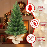 2PCS Set 2FT Tabletop Christmas Trees with 68 Tips PVC Green Trees Plant Base Mini 80226241