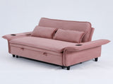 65.74-inch pink letter striped fabric multi-functional sofa bed, suitable for bedrooms and living W3371P311783