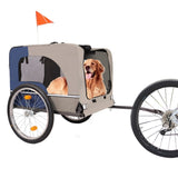 ZUN Dog Bike Trailer, Breathable Mesh Dog Cart with 3 Entrances, Safety Flag, 8 Reflectors, Folding Pet 92880947