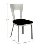 ZUN Contemporary Silver Metal 2pc Dining Chairs Black Microfiber Seat Dining Room Keyhole Back Satin B011P232976