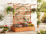 72" Raised Garden Bed with Lattice Trellis, 4.8 Cu.Ft Fir Wood Planter Box with Drainage Holes for 95390124