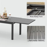 Patio Dining Expandable Table, Metal Aluminum Outdoor Table for 6-8 Person Rectangular Table for W1859112382