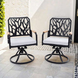 Outdoor Patio Aluminum Swivel Rocker 2PCS with Outdoor-grade Sunbrella Fabric Cushions, Branch-Like W1886P272381