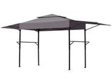 3.3x12.5FT Double Top Grill Gazebo, Dark Gray Polyester BBQ Canopy with Adjustable Side Sunshades, 29074348