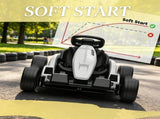 White 24V Electric Go-Kart Dual 150W Motors Adjustable Seat 11.2MPH High Speed Slow Start 5-Point 42176060