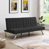 ZUN WOOD FRAME, STAINLESS LEG, FUTON, SOFA BED BLACK W2297P247597