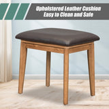 43.3" Classic Wood Makeup Vanity Set with Flip-top Mirror and Stool, Dressing Table with Three N704P165645