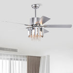 ZUN Crystal Ceiling Fan Reversible Blades 3 Wind Speeds Remote Control for Bedroom Living Dining Room W1592P162638