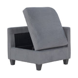 Modern Living Room Furniture Dark Gray Corner Seat with Storage Corduroy Fabric Upholstery 1pc B011P206265