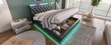 Queen size Upholstered bed, 360 surround LED function, Buttons/Apps/Remote Control, hydraulic N736P188807B