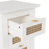 ZUN Wooden Nightstands Set of 2 with Rattan-Woven Surfaces and Three Drawers, Exquisite Elegance with 01116942