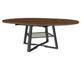 47 Inch Extendable Round Dining Table for 4-8 with Storage, Walnut Finish Circle Dining Table with 25685087