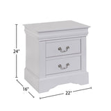 ZUN 2 Drawers Solid Pine Nightstand in White Finish B016P253281