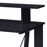 ZUN Black Writing Desk with Upper Shelf B062P184533