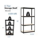 ZUN Storage Rack Shelving Unit Storage Shelf Steel Garage Utility Rack 4-Shelf Adjustable Shelves Heavy 03812757