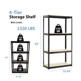 ZUN Storage Rack Shelving Unit Storage Shelf Steel Garage Utility Rack 4-Shelf Adjustable Shelves Heavy 48668987