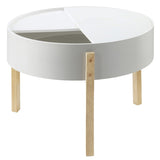 White and Natural Coffee Table with Hidden Storage B062P186476