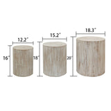 ZUN Set of 3 Whitewash Wood Coffee Table with clear and visible tree rings W2729P209831