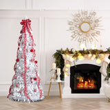 6 FT Fully Decorated Pre-lit Christmas Tree, Pop Up Artificial Xmas Tree with 100 Warm Lights and 34996842